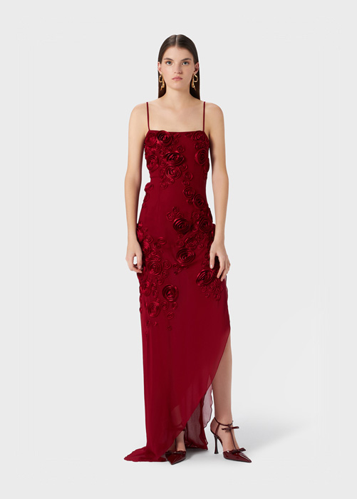 LONG DRESS WITH EMBROIDERY ROSES