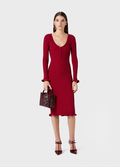 RIBBED KNIT MIDI DRESS