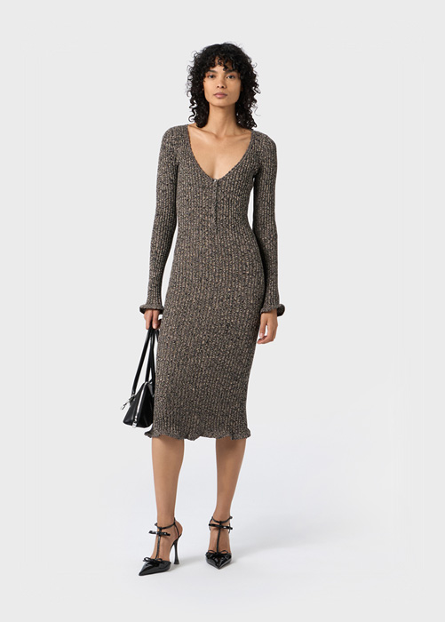 RIBBED KNIT MIDI DRESS