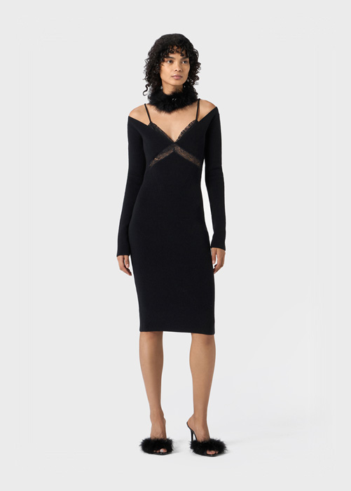 KNITTED MIDI DRESS WITH LACE