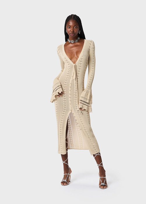 Knitted midi chemisier dress