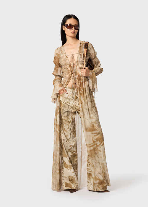 Long dress with camouflage python print