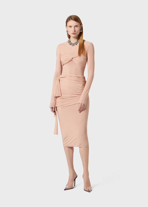 Jersey midi dress with sashes