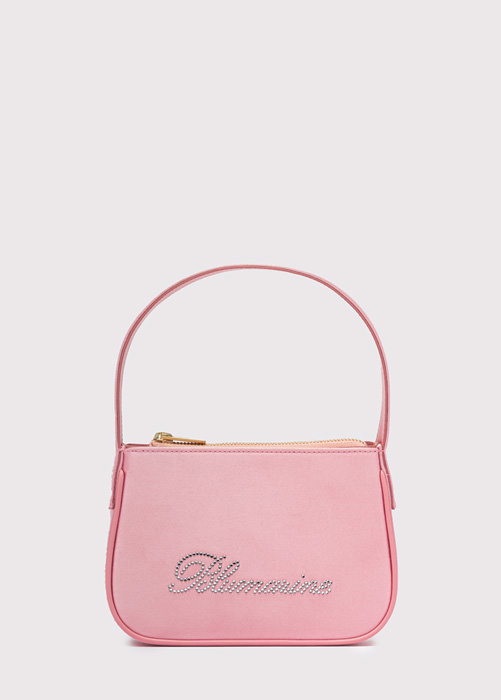 SATIN BAG WITH RHINESTONE LOGO