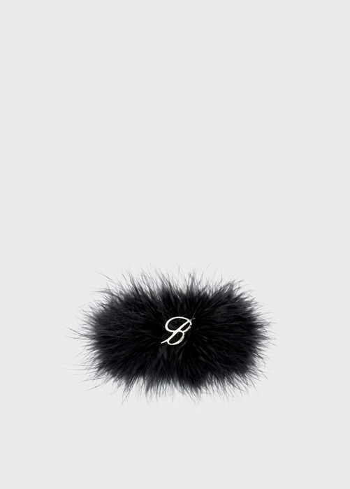 MARABOU FEATHER BRACELET WITH B MONOGRAM IN METAL