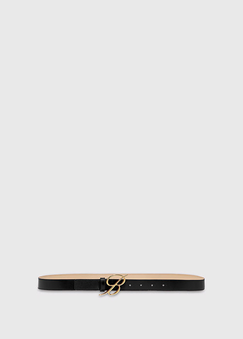 BELT IN LEATHER WITH LOGO-BUCKLE