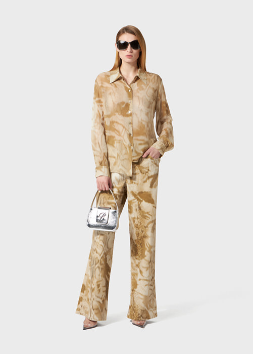 Georgette-Hemd mit Aufdruck in Python-Camouflage