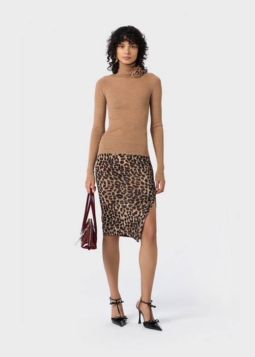 ANIMALIER PRINT SKIRT WITH VENT