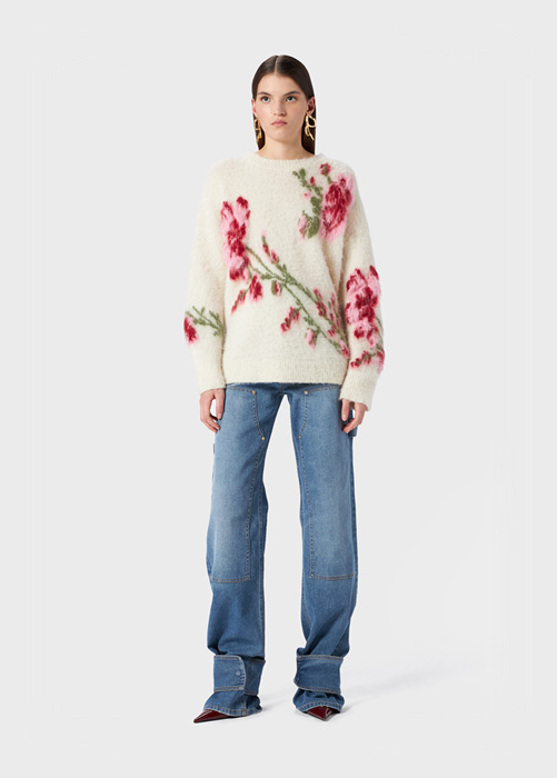 SWEATER WITH JACQUARD ROSE
