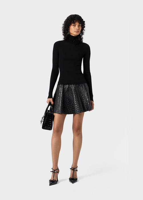 MINI SKIRT IN CROCODILE-EFFECT PRINT LEATHER