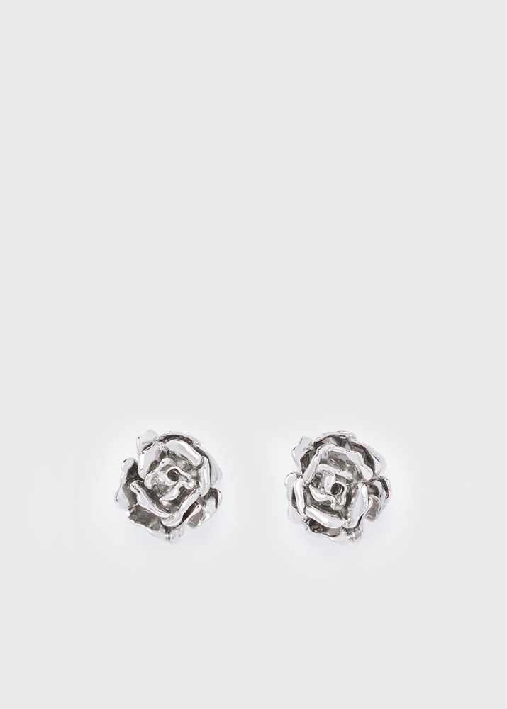 Earrings with metal rose