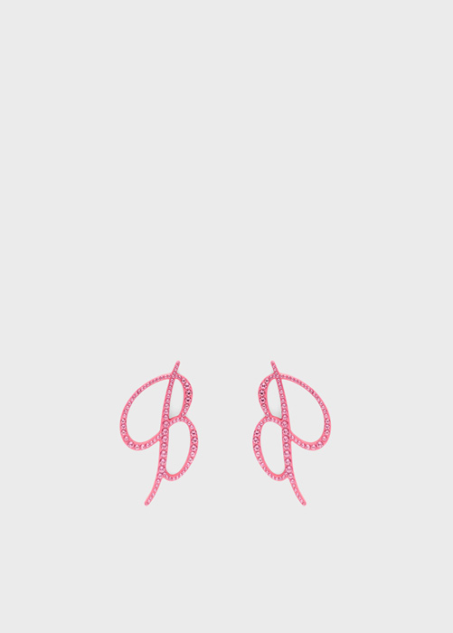 B monogram Earrings in plexi with rhinestones