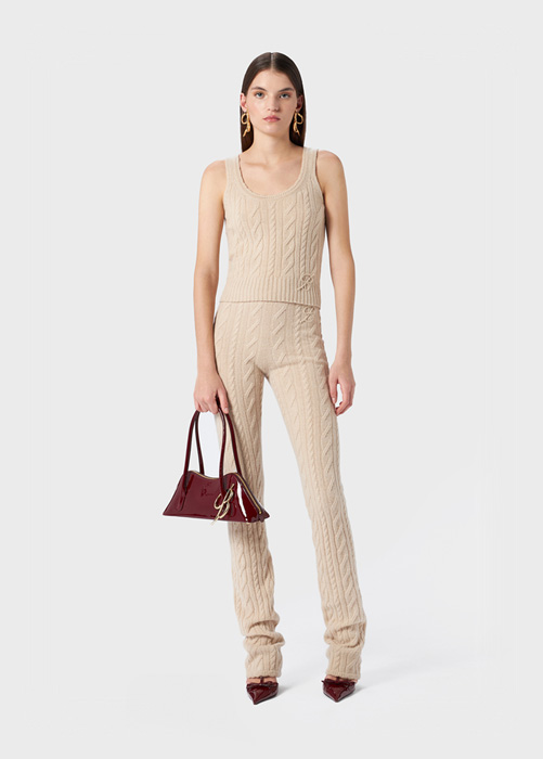 RIBBED KNIT PANTS WITH TORCHON