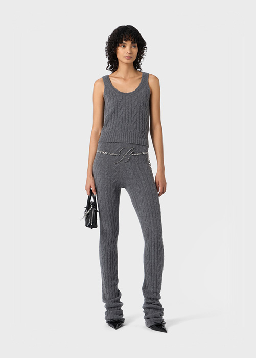 RIBBED KNIT PANTS WITH TORCHON