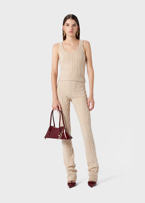 TANK TOP IN RIBBED CASHMERE AND WOOL WITH TORCHON DETAILING