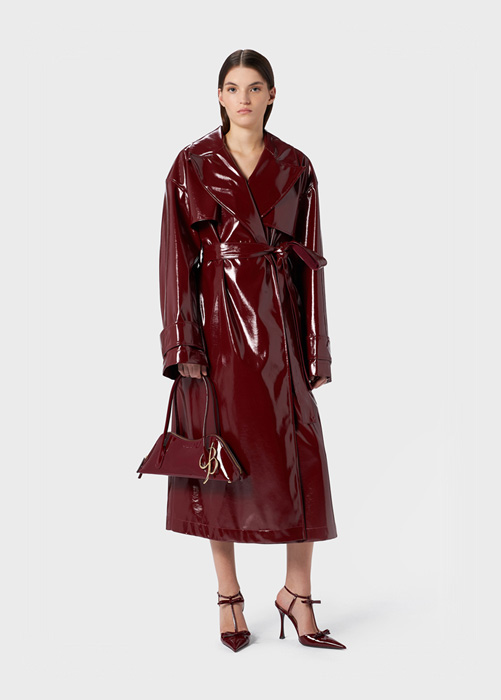 PATENT TRENCH COAT WITH BELT