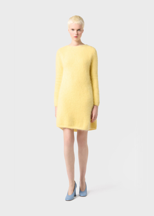 ANGORA WOOL DRESS WITH CUT-OUT AND HAND EMBROIDERY