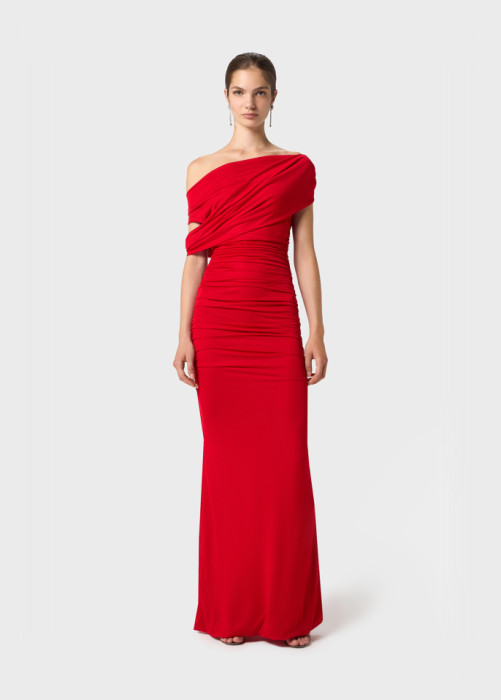 LANGES ONE-SHOULDER-KLEID MIT DRAPIERUNGEN