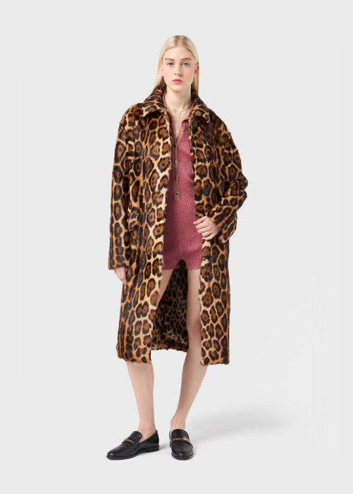 CAPPOTTO IN PELLICCIA A STAMPA ANIMALIER