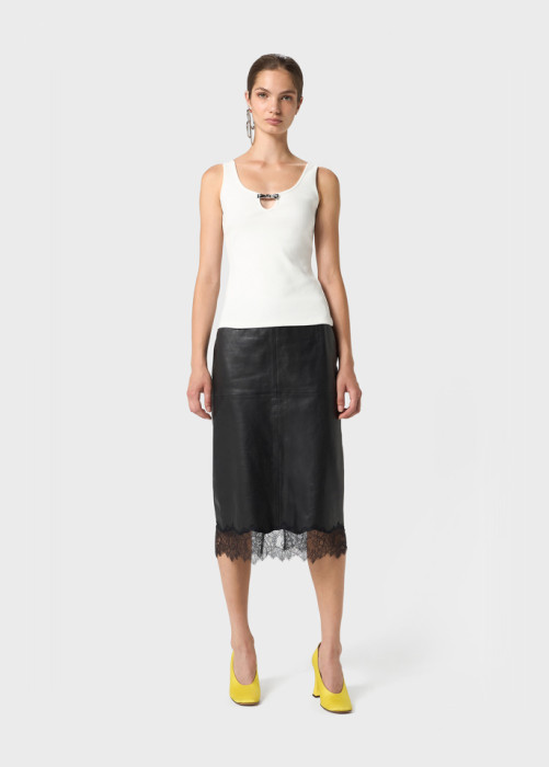 LEATHER SKIRT WITH LACE