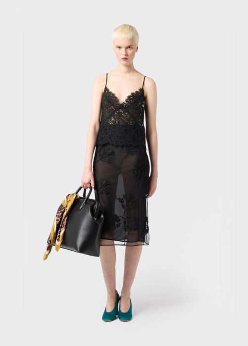 TULLE SKIRT WITH SATIN EMBROIDERY