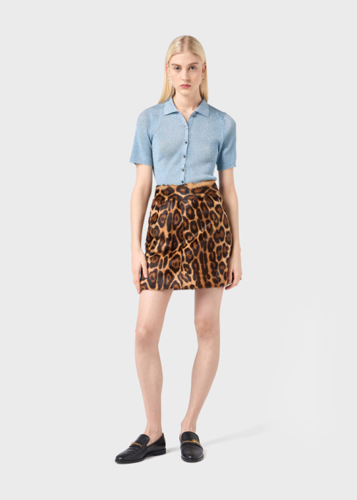 ANIMALIER PRINT FUR MINI SKIRT