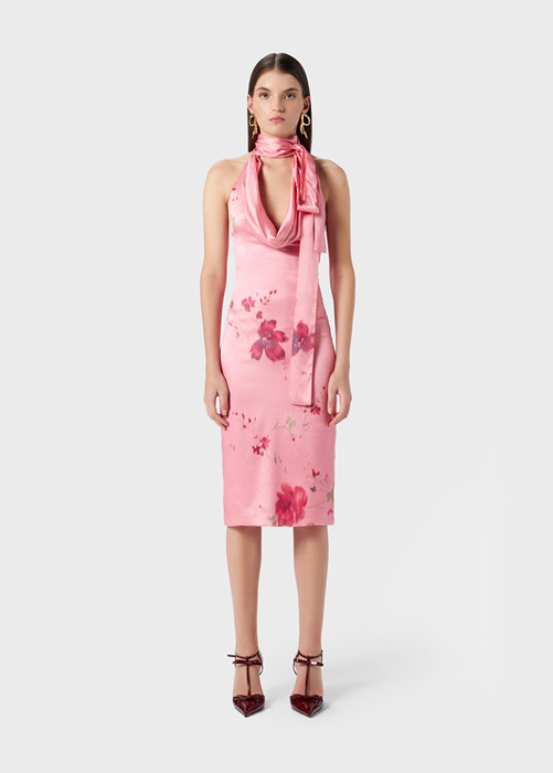 ROSES PRINT SILK DRESS