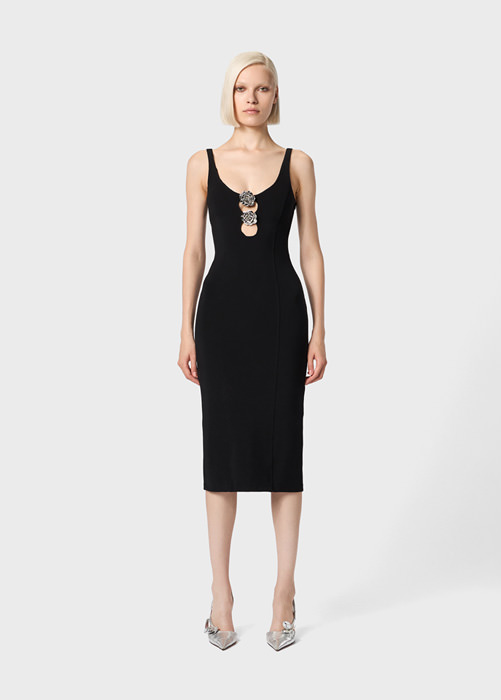 Midi dress with cut-out detailing and rose decoration