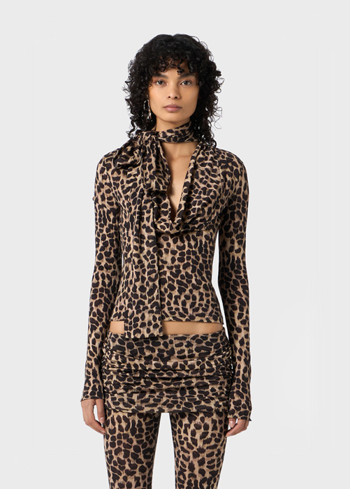 BLUSA IN JERSEY A STAMPA ANIMALIER