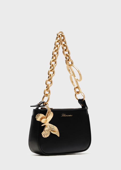 NAPA LEATHER BAG WITH METAL CHAIN AND 3D BUTTERFLY
