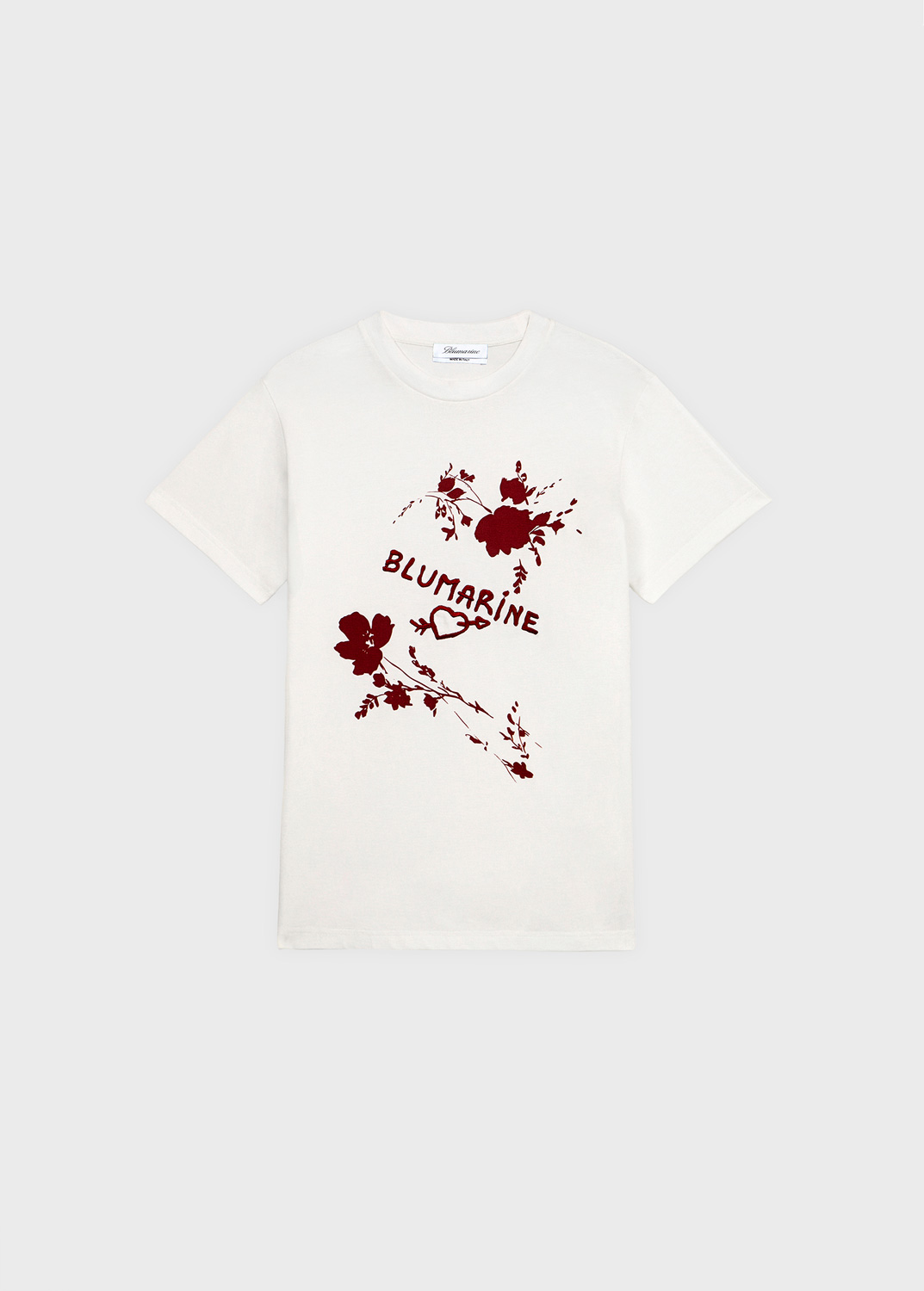 T-shirt With Rose Print And Blumarine Logo | Blumarine