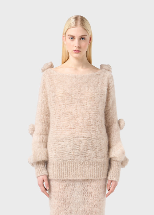 PULLOVER AUS MOHAIR MIT 3D-ROSEN