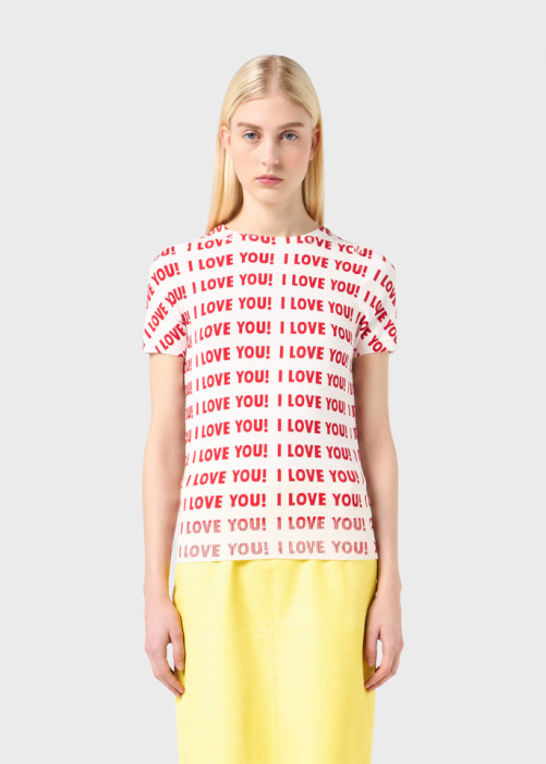 JERSEY T-SHIRT WITH I LOVE YOU! PRINT