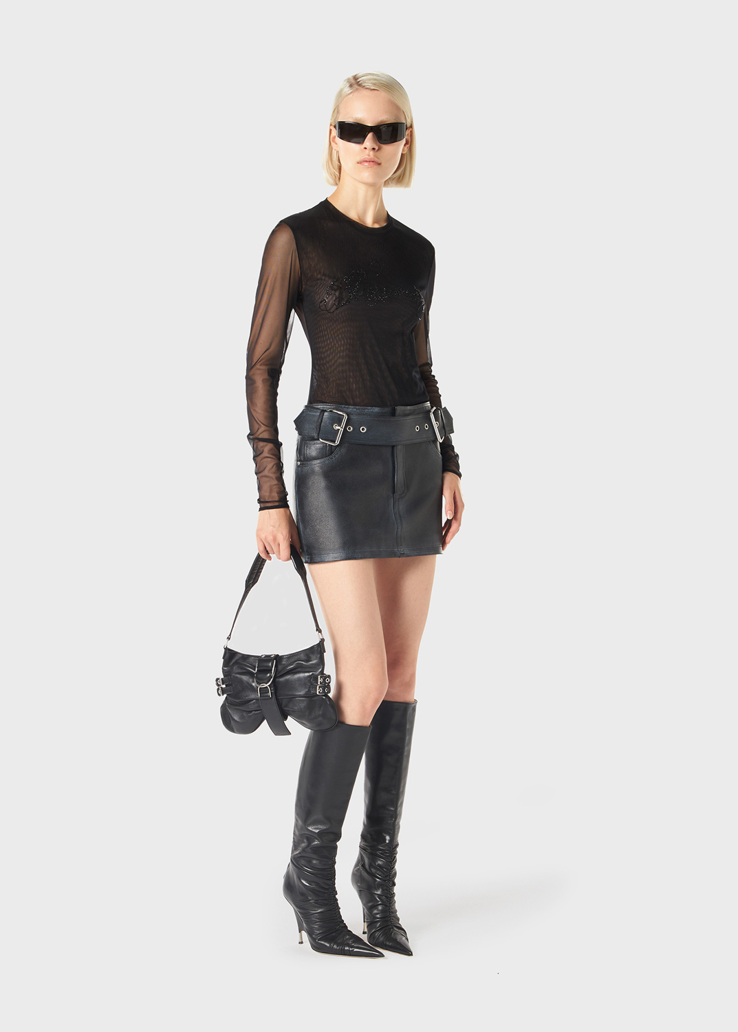 Louis Vuitton LV x YK Buttons Leather Mini Skirt BLACK. Size 40