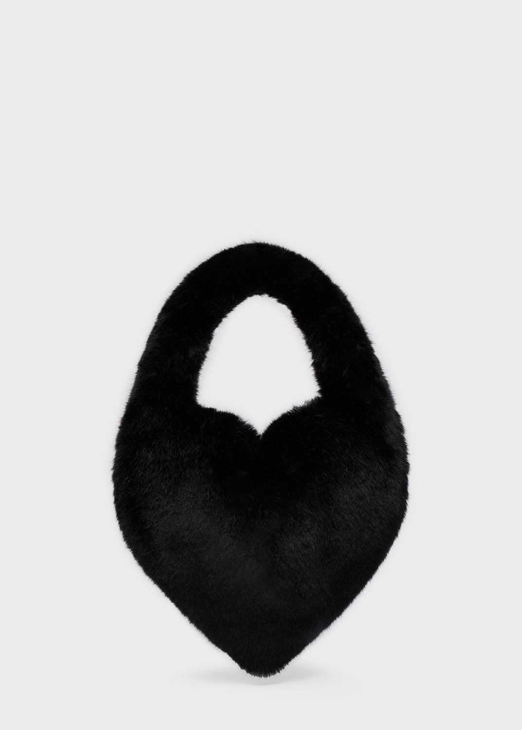 Faux fur heart-shaped bag with B monogram pin