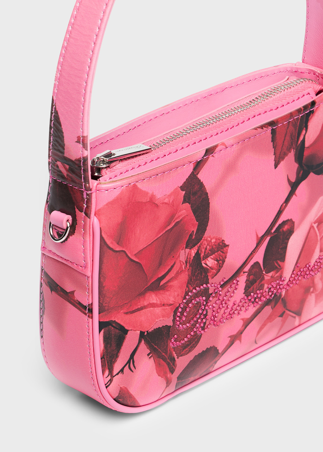 Bag in torchon rose print napa leather